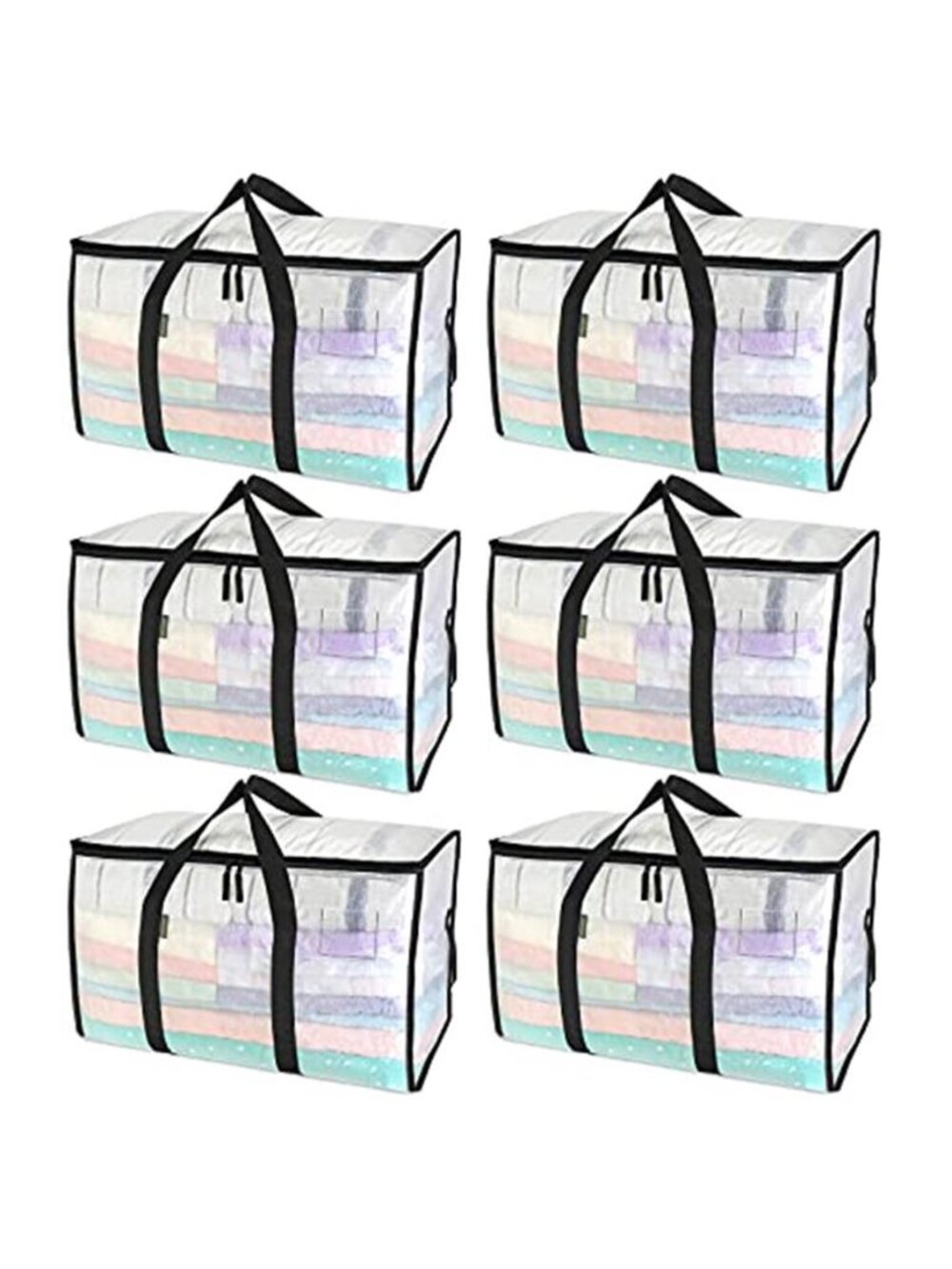 6-Pack Oversized Moving Bags with Reinforced Handles, Heavy-Duty Storage Tote